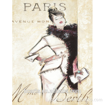 Modern fashion elegant Paris woman painting
